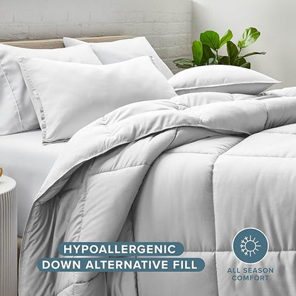 Bare Home Comforter Set - Queen Size - Ultra-Soft - Goose Down Alternative - Premium 1800 Series - All Season Warmth (Queen, Cloud Grey)