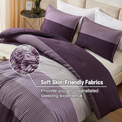 Litanika Purple Twin/Twin XL Comforter Set - 2 Pieces Twin Extra Long Size Lightweight Bedding Comforter Set, All Season Down Alternative Comforter (1 Comforter, 1 Pillowcase)