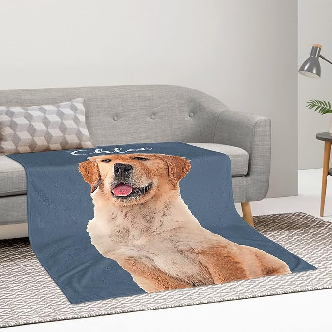 Personalized Pets Blanket with Photos, Custom Dog Blanket for Small Dogs, Personalized Dog Blankets with Picture, Dog Memorial Gifts for Loss of Dog, Gifts for Pets Bereavement/Passing Away