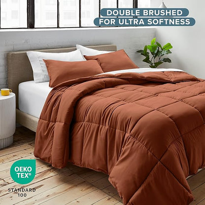 Bare Home Comforter Set - Queen Size - Ultra-Soft - Goose Down Alternative - Premium 1800 Series - All Season Warmth (Queen, Terracotta)