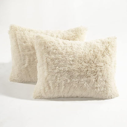 Lush Decor Emma Faux Fur Comforter King Size 3 Piece Set Wheat - Beige Bedding Set King Comforters - Fluffy Comforter - Modern Decor