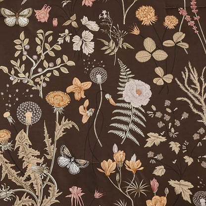 Yiran Brown Comforter Set Queen Size, 7 Piece Floral Comforter Bedding Set, Farmhouse Bed in a Bag, Soft Microfiber Complete Bedding Set with Sheets for All Season