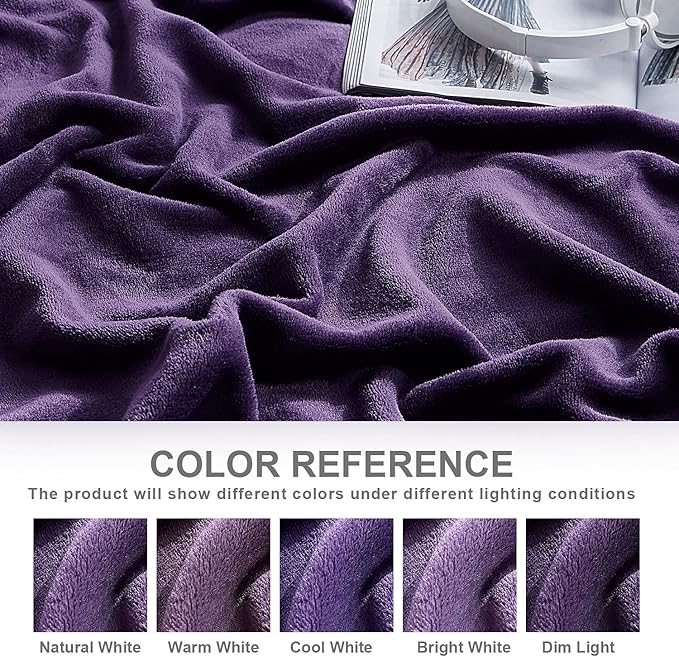 Hansleep Fleece Blanket for Couch Purple, Super Soft Flannel Fuzzy Throw Plush Cozy Blanket for All Seasons, Purple, Throw 50x60 Inches