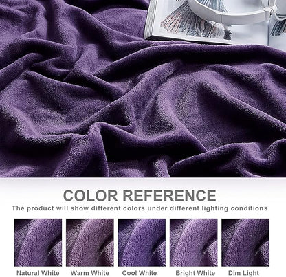 Hansleep Fleece Purple Full Blanket, Super Soft Flannel Fuzzy Plush Cozy Blanket for All Seasons, Purple, Full 84x90 Inches