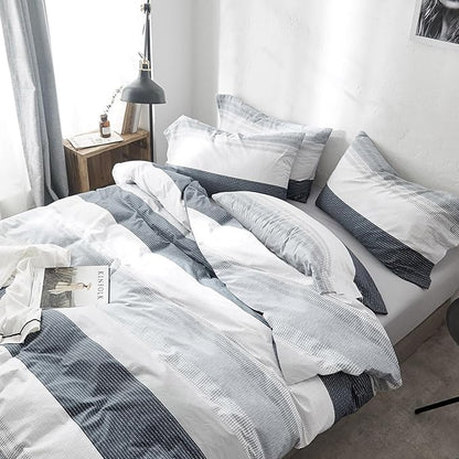 mixinni Comforter Twin XL College Dorm Modern 3 Piece Striped Pattern Comforter Set Men Boys for All Seasons, 1 Fluffy Comforter and 2 Pillowcases-Twin XL Size