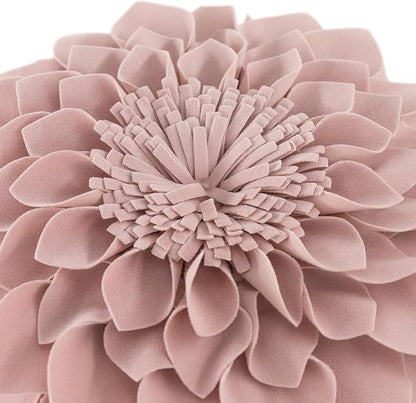 JWH Handmade 3D Flower Throw Pillow Covers Aesthetic Decorative Round Dahlia Accent Pillow Cases Soft Velvet Pillowcase Stereo Cushion for Bed Couch Bedroom Decor Sham 14 Inch Dusty Pink