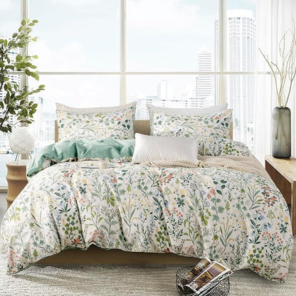 King Comforter Set Floral Soft Cute Floral Bedding Comforter Sets Garden Style Red Flower Print Botanical Flowers Comforter Set King for All Seasons 1 Comforter and 2 Pillowcases