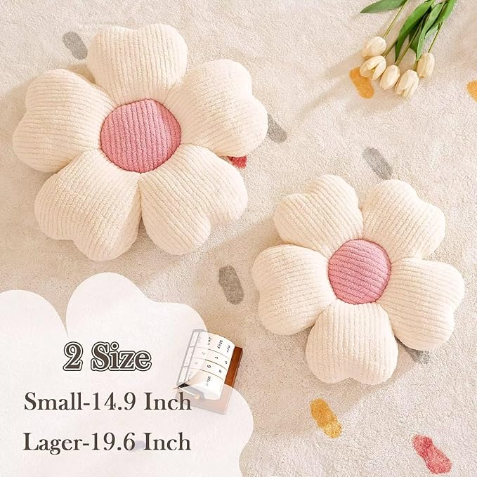 Flower Throw Pillow, Cute Flower Shaped Pillow Decorative Throw Pillow for Bed Couch, Soft Daisy Pillows Floor Seating Cushion Cushions (14.9 Inch Peach Pink)