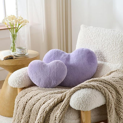 2PCS Throw Pillows Heart Pillow Home Decor Decorative Couch Pillows Bed Pillows Outdoor Pillows,Purple 9"*13"