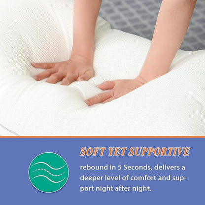 MZOIMZO Luxury Comfy Hotel Collection Bed Pillows for Sleeping- Firm Queen Size Set of 2, Gusseted Cooling Side Mesh Design with Premium Down Alternative Filling for Back, Stomach or Side Sleepers