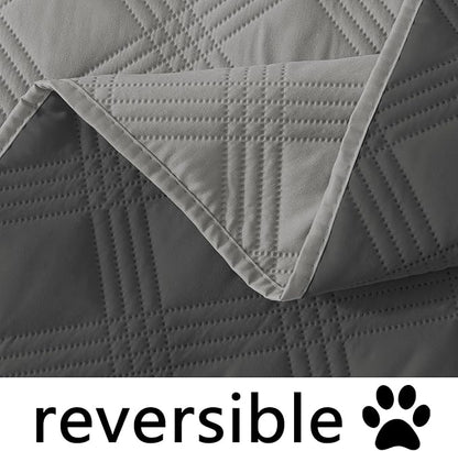 hyha Waterproof Dog Blanket, Reversible Pet Bed Blanket, Soft Sofa Couch Cover for Dogs Washable, Waterproof Pet Couch Covers for Sofa Puppy Cats Furniture Protector(40"x90", Grey/Dark Grey)