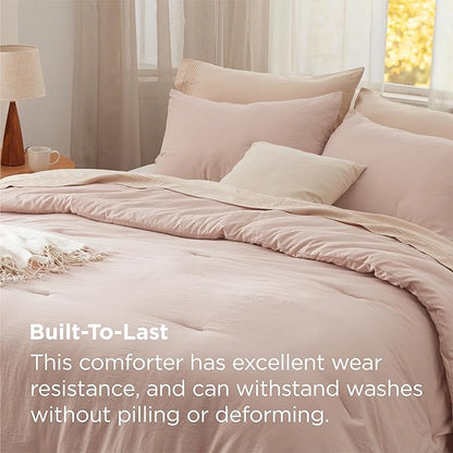Bedsure Oversized King Comforter Set, Light Pink Soft Prewashed Bedding for All Seasons, 3 Pieces GentleSoft™ Bed Set, 1 Lightweight Comforter (120"x98") and 2 Pillowcases (20"x36")