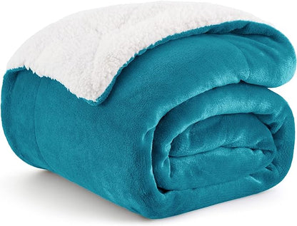 Bedsure GentleSoft Sherpa Fleece Throw Blanket Twin Size for Couch - Thick and Warm Throw for Women and Men, Soft Fuzzy Plush Twin Blanket for Winter, Non-Heated, Teal, 60x80 Inches