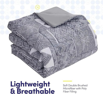 Sweet Home Collection 7 Piece Comforter Set Bag Solid Color All Season Soft Down Alternative Blanket & Luxurious Microfiber Bed Sheets, Tulsa, King