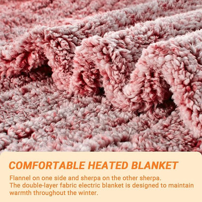 Heated Blanket Heated Throw, Electric Blanket 50"x60" Heating Blanket with 8 Hours Auto Off 10 Fast Heating Levels Machine Washable Sherpa Heated Blanket with Overheating Protection