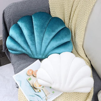 Yi-gog Seashell Pillow Sea Shaped Decorative Princess Throw Pillow 3D Velvet Soft Ocean Cute Throw Pillows for Bed Couch Chair Sofa Room 18 X 13 inch