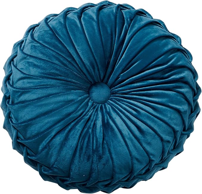 S_SSOY Round Throw Pillow for Couch Decorative 13"X13" Pumpkin Round Velvet Cushion for Sofa Bed Chair Floor Car Decorative (Blue)