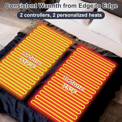 Heated Blanket Queen Size, 84"x90" Electric Heating Soft Dual-Sided Flannel Machine Washable Blanket, 12 Heat Levels & 12 Hours Auto Off, Soft Warm Flannel Blanket, Overheat Protection with ETL & FCC