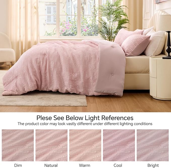 BEDELITE Blush Pink Twin Comforter Set - 2 Peices Boho Tufted Jacquard Bedding Comforter Sets, Lightweight Soft & Warm Twin Bedding Sets with 1 Pillowcase for All Season