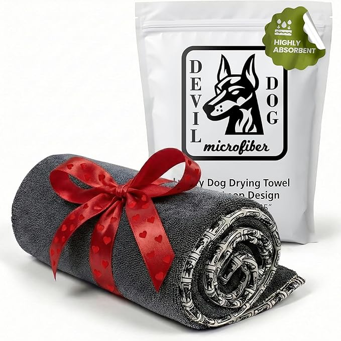 Premium Drying Towel – Large 24x35 Super Absorbent Microfiber Dog Bath Towel – Quick Dry, Soft & Durable Dog Towel for Drying Dogs – 1200 GSM Gray for Beach, Camping & Travel