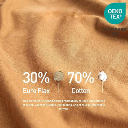 Simple&Opulence Belgian Linen Sheet Set Solid Color - 6 Pieces (1 Flat Sheet & 1 Fitted Sheet & 4 Pillowcases) 16" Deep Pocket Natural Flax Cotton Blended Soft Bedding - Rust, King Size