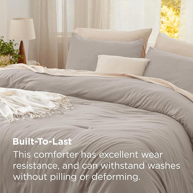 Bedsure Twin/Twin XL Comforter Set, Linen Soft Prewashed Bedding for All Seasons, 2 Pieces GentleSoft™ Bed Set, 1 Lightweight Comforter (68"x88") and 1 Pillowcase (20"x26")