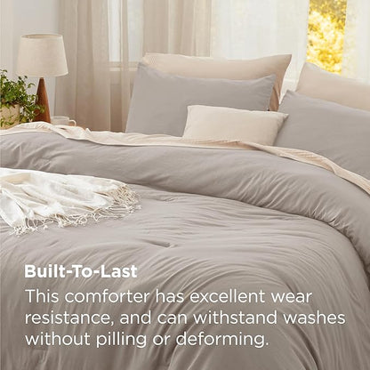 Bedsure Twin/Twin XL Comforter Set, Linen Soft Prewashed Bedding for All Seasons, 2 Pieces GentleSoft™ Bed Set, 1 Lightweight Comforter (68"x88") and 1 Pillowcase (20"x26")