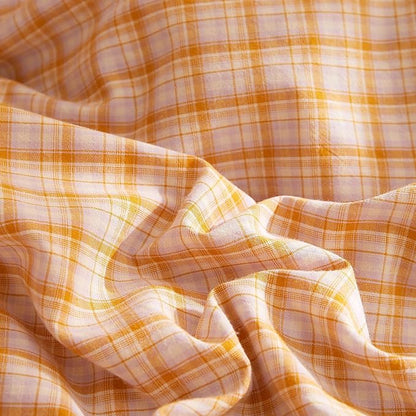 HighBuy Orange Gingham Comforter Set Full Modern Chic Plaid Comforter Set 3 Pieces Soft Fluffy Grid Checkered Pattern Comforter with 2 Pillowcases Farmhouse Gingham Bedding Set Breathable
