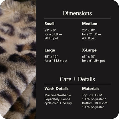 UnHide Floof Pet Bed - XL (40"x14") - Extra Soft Dog Bed - Removable Faux Fur Cover - Machine Washable - Helps Ease Pet Anxiety & Provides The Perfect Sleep - Leopard