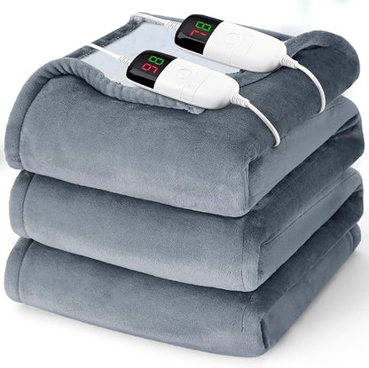 Heated Electric Blanket King Size - 90" x 100" Heating Blanket with Dual Control, 10 Heating Levels & 8 Hours Auto Off, Soft Warm Blanket, Christmas Birthday Gifts for Senior Grandma