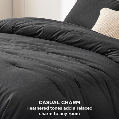 Bedsure Full Comforter Set - Black Soft Bedding for All Seasons, Cationic Dyed Bed Set, 3 Pieces, 1 Full Size Comforter (82"x86") and 2 Pillow Shams (20"x26"+2")