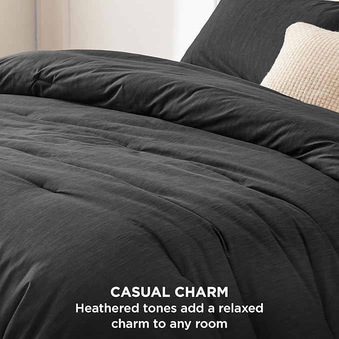 Bedsure Oversized Queen Comforter Set - Black Soft Bedding for All Seasons, Cationic Dyed Bed Set, 3 Pieces, 1 Oversized Queen Size Comforter (98"x98") and 2 Pillow Shams (20"x26"+2")