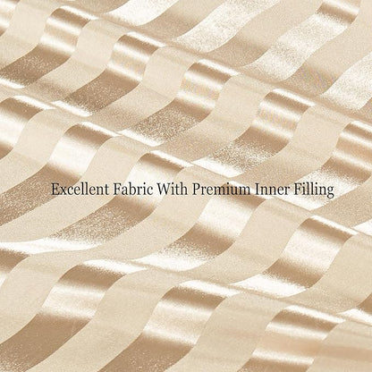 Whale Flotilla 3-Piece Reversible Silky Soft Queen Comforter Set, Luxury Stripe Satin Comforters Full Size Bedding Set with 2 Satin Pillowcases, Lightweight Duvet for All Seasons, Champagne