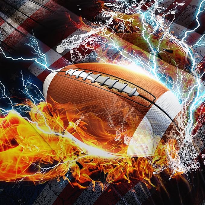Football Comforter Sets Queen, Bedding Sets for Kids,US Flag and Fire Football Comforter Sets All Season 1 Comforter and 2 Pillowcases