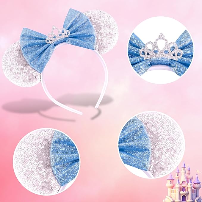 Mouse Ear Headbands,Sparkle Mouse Ears Headband for Women Girls Cartoon Princess Costume Cosplay Decoration (Cinderella)