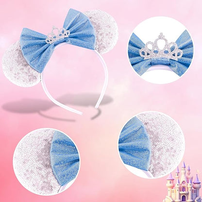 Mouse Ear Headbands,Sparkle Mouse Ears Headband for Women Girls Cartoon Princess Costume Cosplay Decoration (Cinderella)
