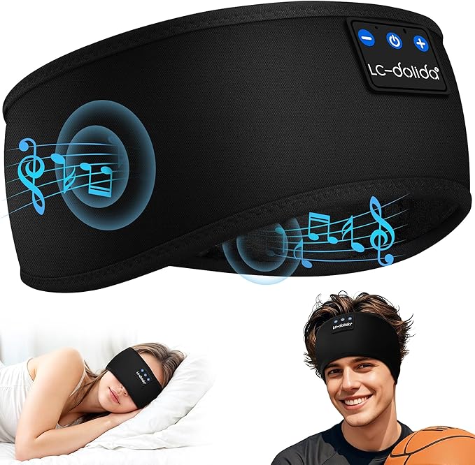 LC-dolida Sleep Headphones Headband Bluetooth 5.4, Sports Headband Earphones Wireless with Speaker Microphone USB C for Women Sleeping Gift Workout Jogging Yoga Insomnia Travel Meditation