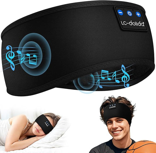 LC-dolida Sleep Headphones Headband Bluetooth 5.4, Sports Headband Earphones Wireless with Speaker Microphone USB C for Women Sleeping Gift Workout Jogging Yoga Insomnia Travel Meditation