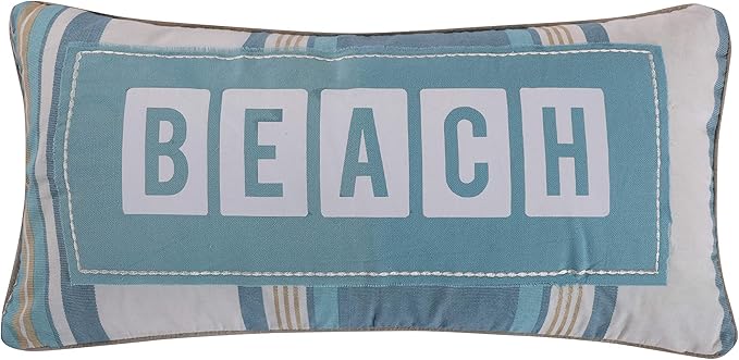 Levtex Home - Kailua - Decorative Pillow (12x24in.) - Beach - Teal, Blue, Taupe, Cream - Feather Filled