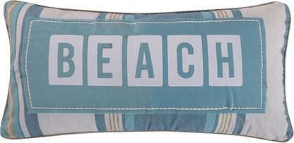 Levtex Home - Kailua - Decorative Pillow (12x24in.) - Beach - Teal, Blue, Taupe, Cream - Feather Filled