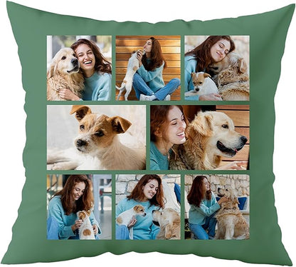 Fabric Textile Products Custom Pillow - USA Made - Personalized Pillows with Picture Collage - Throw Pillow - Personalized Gift - Grandparent & Couples Gifts - Kids Pillows (20"x20")
