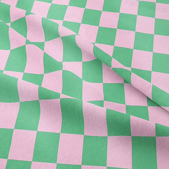Tailor Shop Green Pink Plaid Comforter Sets Twin Women Men Green Checkerboard Grid Bedding Boys Girls Modern Grass Checkered Geometric Quilts Aesthetic Room Decor with 1 Pillowcases……