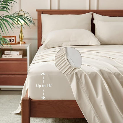 Newspin King Comforter Set Beige - Bed in a Bag King Size 7 Pieces, All Season Bed Set, Fluffy Comforter Set with Sheets, Sheet Set Quilt Blanket, Pillowcases & Shams