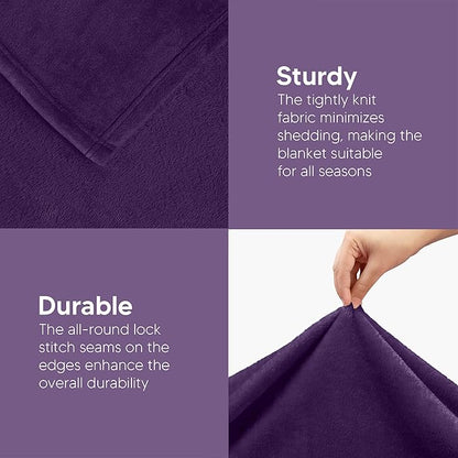 Utopia Bedding Fleece Blanket Throw Size Purple 300GSM Luxury Anti-Static Fuzzy Soft Microfiber Blanket for Couch, Sofa and Bed (50x60 Inch)