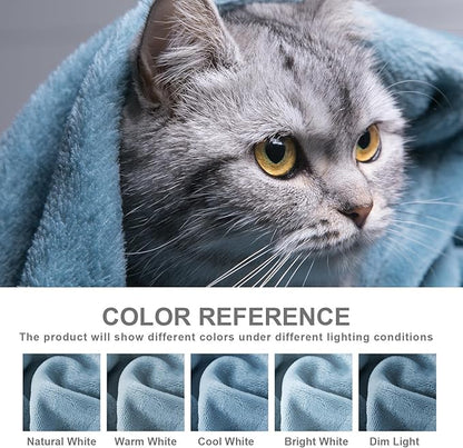 Hansleep Fleece Blanket for Couch Washed Blue, Super Soft Flannel Fuzzy Throw Plush Cozy Blanket for All Seasons, Washed Blue, Throw 50x60 Inches