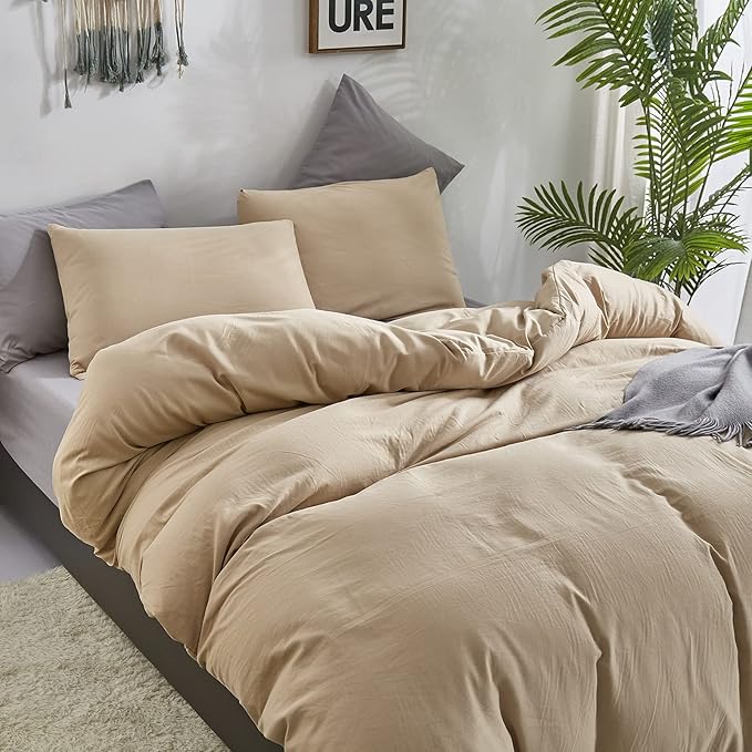Pureant Beige Comforter Set California King Solid Champagne Bedding Comforter Sets Light Brown Cal King Blanke for Women Men Khaki Taupe Quilt Soft Breanthable Tan Sand Color