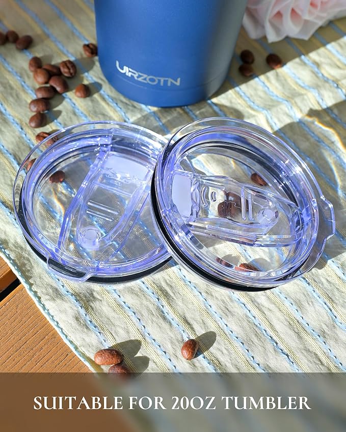 20oz Tumbler Lid Replacement, 2-Pack Spill-Proof & Splash-Resistant Sliding Silicone Covers, Straw-Friendly, BPA-Free Travel Coffee Lid