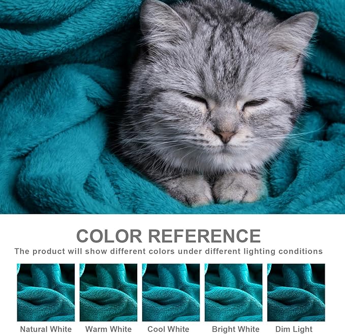 Hansleep Fleece King Size Blanket for Bed Teal, Super Soft Flannel Fuzzy King Size Plush Cozy Blanket for All Seasons, Teal, King 90x108 Inches