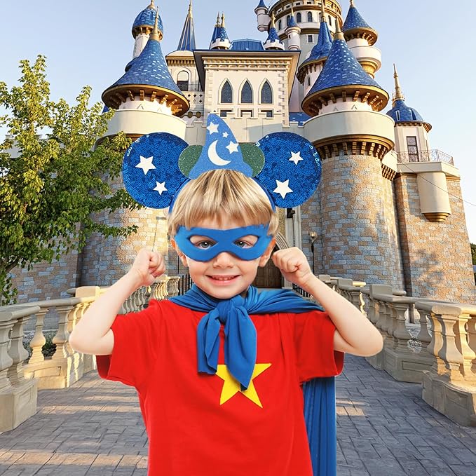 Mouse Ear Headbands,Sparkle Mouse Ears Headband for Boy Men Cartoon Princess Costume Cosplay Decoration (Sorcerer)