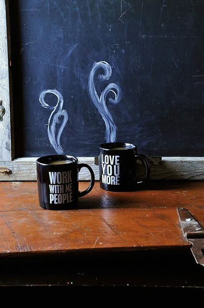Primitives by Kathy Black and White Stoneware Coffee Mug, 20-Ounce, Love You More
